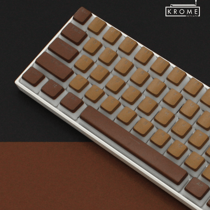 ANSI - Pudding Brown & Light Brown PBT Keycaps - kromekeycaps