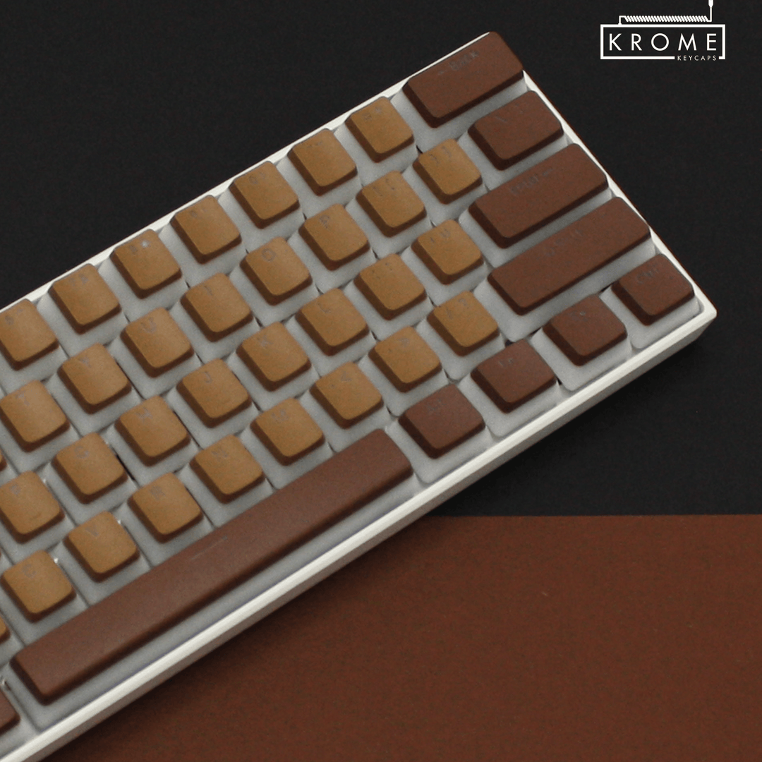 ANSI - Pudding Brown & Light Brown PBT Keycaps - kromekeycaps