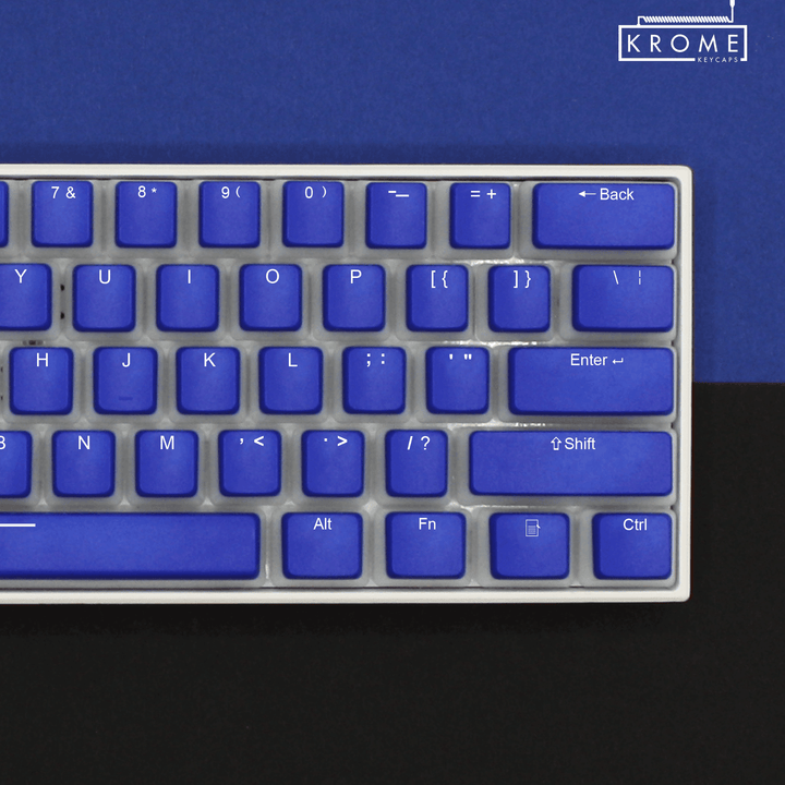 ANSI - Pudding Dark Blue PBT - Kanji/Hiragana Keycaps - kromekeycaps