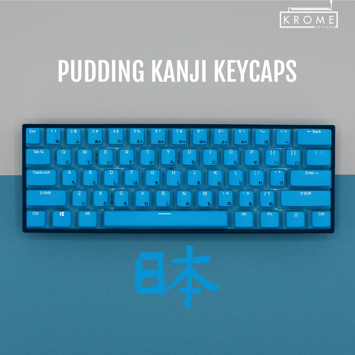 Blue Japanese Dual Language PBT Pudding Keycaps Krome Keycaps LTD Kanji Pudding