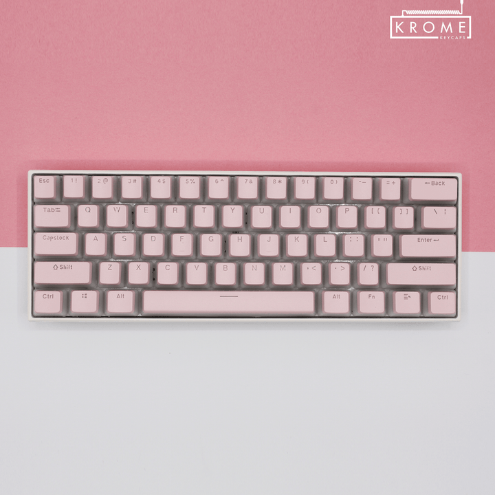 ISO/ANSI - Pudding Light Pink PBT Keycaps - kromekeycaps