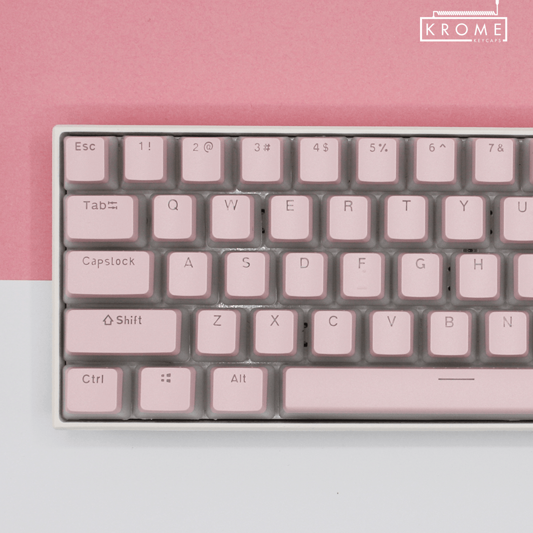 ISO/ANSI - Pudding Light Pink PBT Keycaps - kromekeycaps