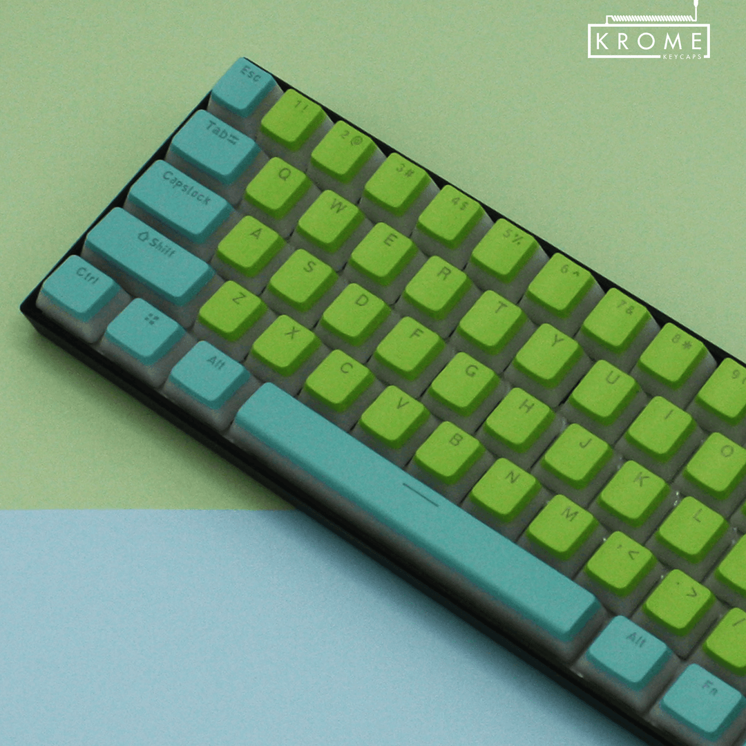 ANSI - Pudding Lime & Cyan PBT Keycaps - kromekeycaps