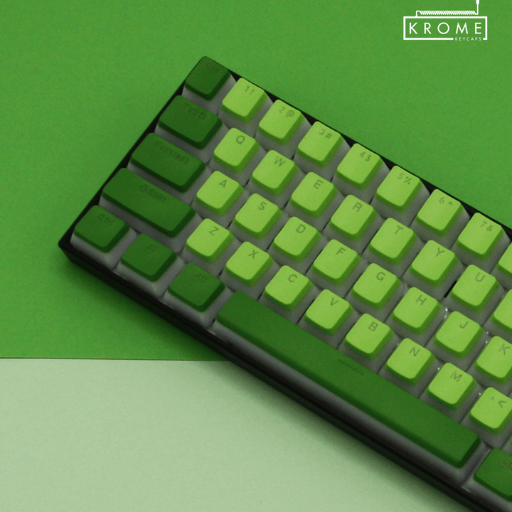 ANSI - Pudding Lime & Green PBT Keycaps - kromekeycaps