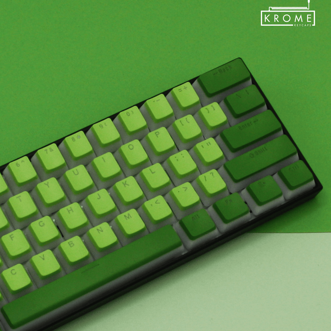 ANSI - Pudding Lime & Green PBT Keycaps - kromekeycaps