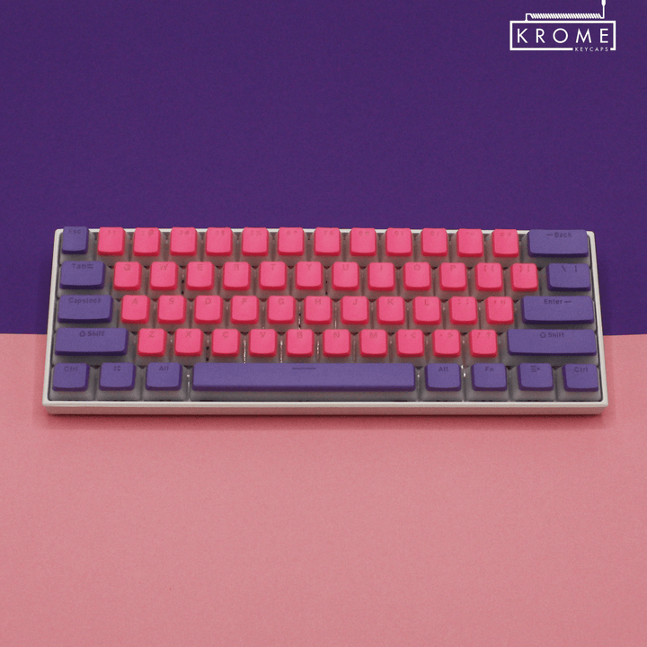 ANSI - Pudding Pink & Purple PBT Keycaps - kromekeycaps