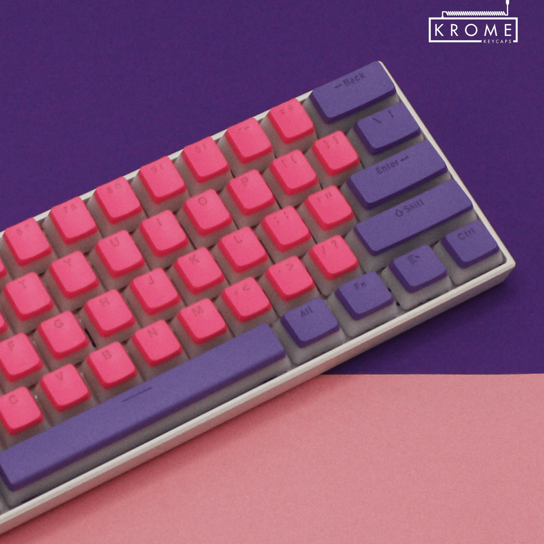 ANSI - Pudding Pink & Purple PBT Keycaps - kromekeycaps