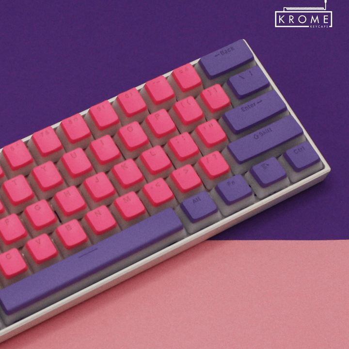 ANSI - Pudding Pink & Purple PBT Keycaps Krome Keycaps LTD Pudding Multi