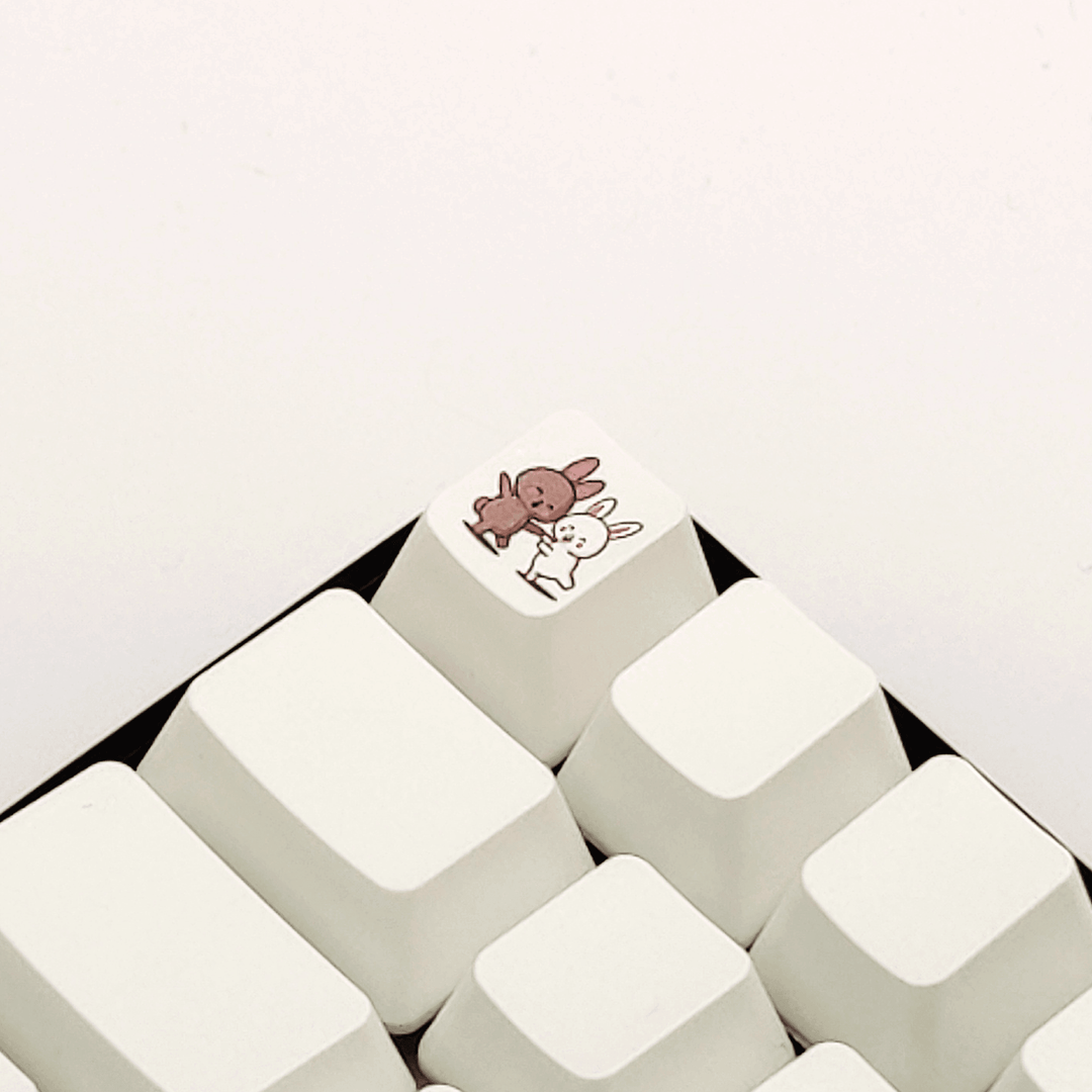 Bunny Couple Custom Keycap - kromekeycaps