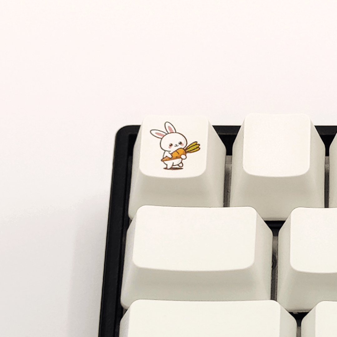 Bunny with Carrot Custom Keycap - kromekeycaps