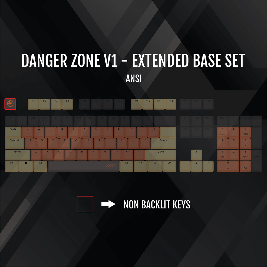 ISO/ANSI - Danger Zone V1 - Black / Orange / Yellow PBT Keycaps Krome Keycaps LTD half, Multicolour