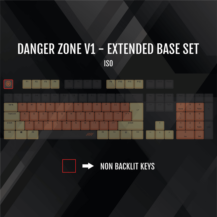 ISO/ANSI - Danger Zone V1 - Black / Orange / Yellow PBT Keycaps Krome Keycaps LTD half, Multicolour