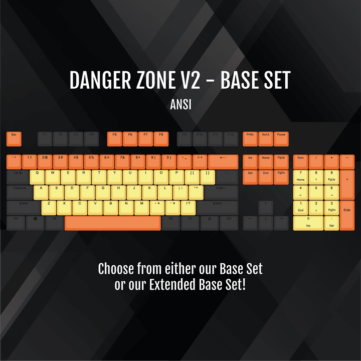ISO/ANSI - Danger Zone V2 - Black / Orange / Yellow PBT Keycaps Krome Keycaps LTD half, Multicolour