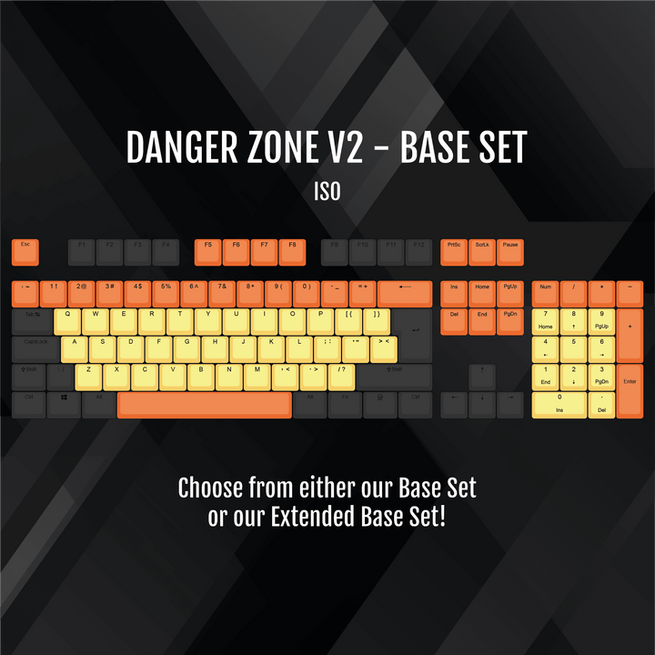 ISO/ANSI - Danger Zone V2 - Black / Orange / Yellow PBT Keycaps Krome Keycaps LTD half, Multicolour