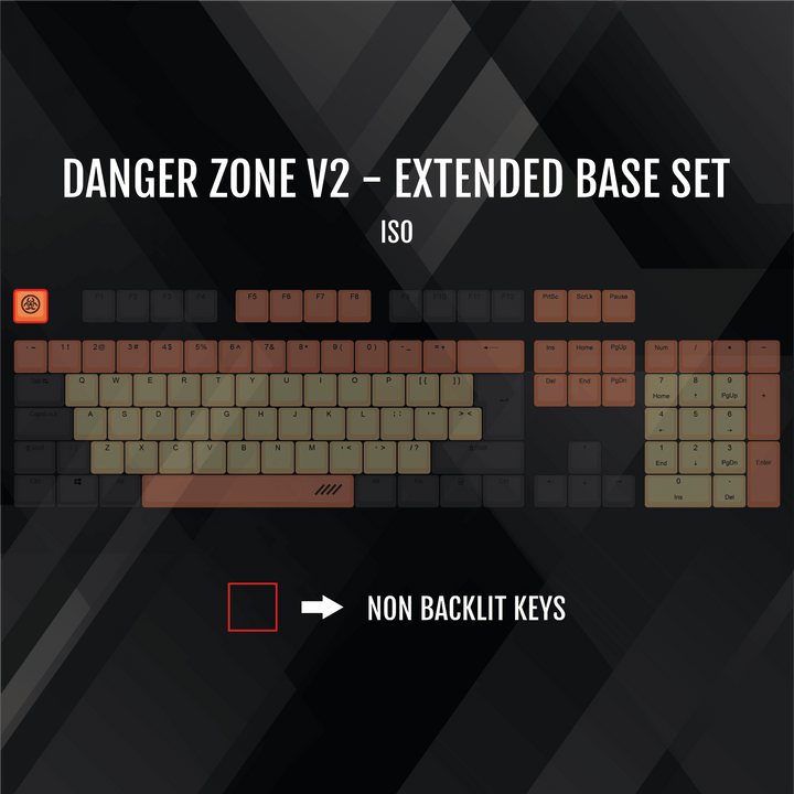 ISO/ANSI - Danger Zone V2 - Black / Orange / Yellow PBT Keycaps Krome Keycaps LTD half, Multicolour