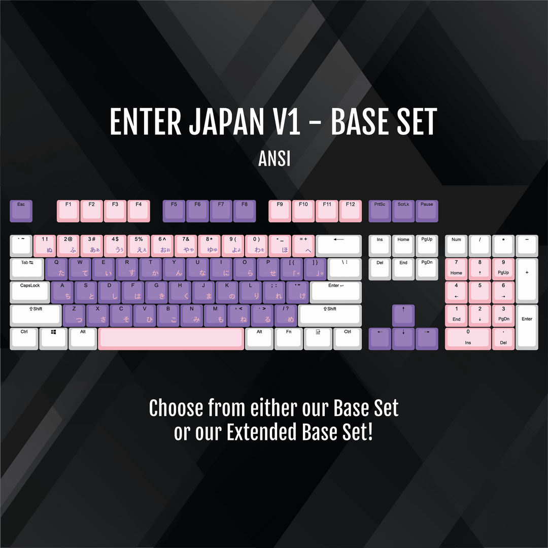 ISO/ANSI - Enter Japan V1 - White / Pink / Purple PBT Keycaps Krome Keycaps LTD half, Multicolour