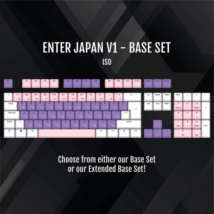 ISO/ANSI - Enter Japan V1 - White / Pink / Purple PBT Keycaps Krome Keycaps LTD half, Multicolour