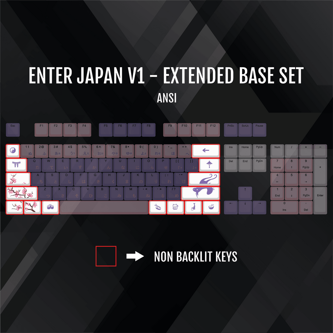 ISO/ANSI - Enter Japan V1 - White / Pink / Purple PBT Keycaps Krome Keycaps LTD half, Multicolour