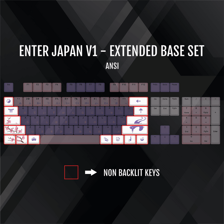 ISO/ANSI - Enter Japan V1 - White / Pink / Purple PBT Keycaps Krome Keycaps LTD half, Multicolour