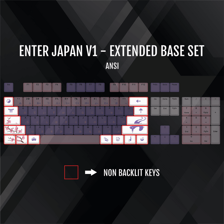 ISO/ANSI - Enter Japan V1 - White / Pink / Purple PBT Keycaps - kromekeycaps