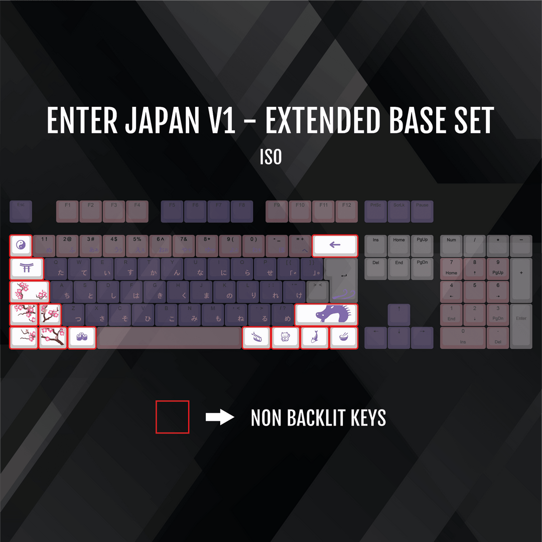 ISO/ANSI - Enter Japan V1 - White / Pink / Purple PBT Keycaps Krome Keycaps LTD half, Multicolour