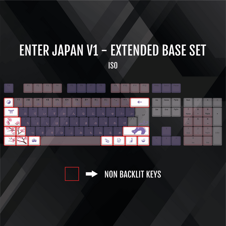ISO/ANSI - Enter Japan V1 - White / Pink / Purple PBT Keycaps Krome Keycaps LTD half, Multicolour