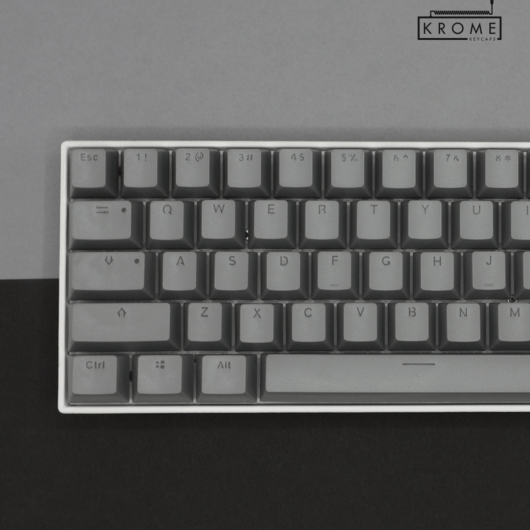 Grey Backlit PBT Keycaps – 65/75% Krome Keycaps LTD Single Colour, USA