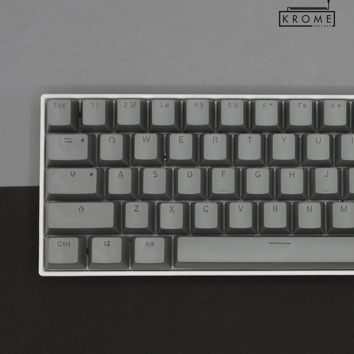 Grey Backlit PBT Keycaps – 65/75% Krome Keycaps LTD Single Colour, USA