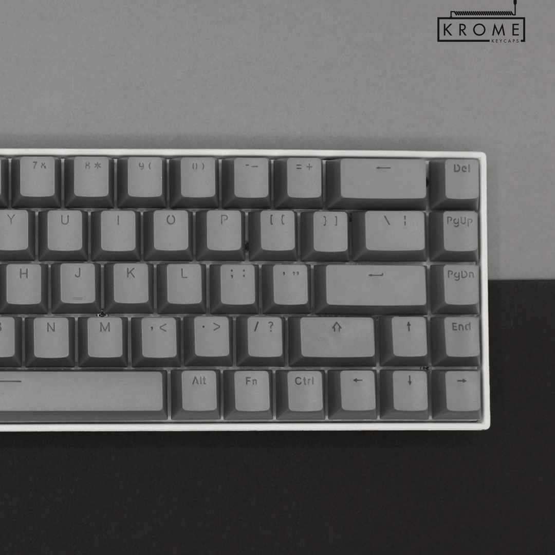 Grey Backlit PBT Keycaps – 65/75% Krome Keycaps LTD Single Colour, USA