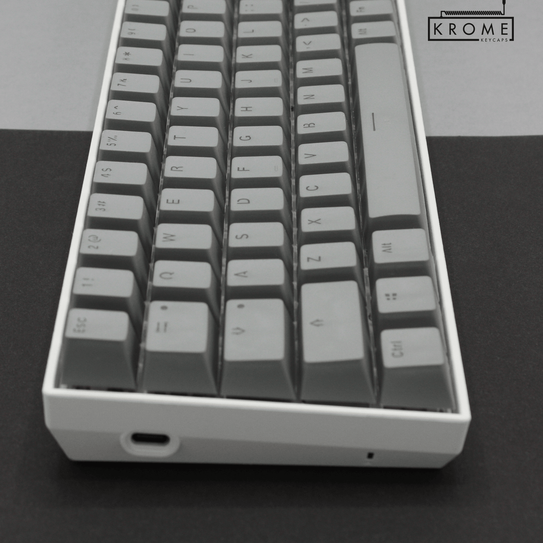 Grey Backlit PBT Keycaps – 65/75% Krome Keycaps LTD Single Colour, USA