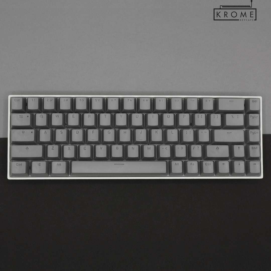 Grey Backlit PBT Keycaps – 65/75% Krome Keycaps LTD Single Colour, USA