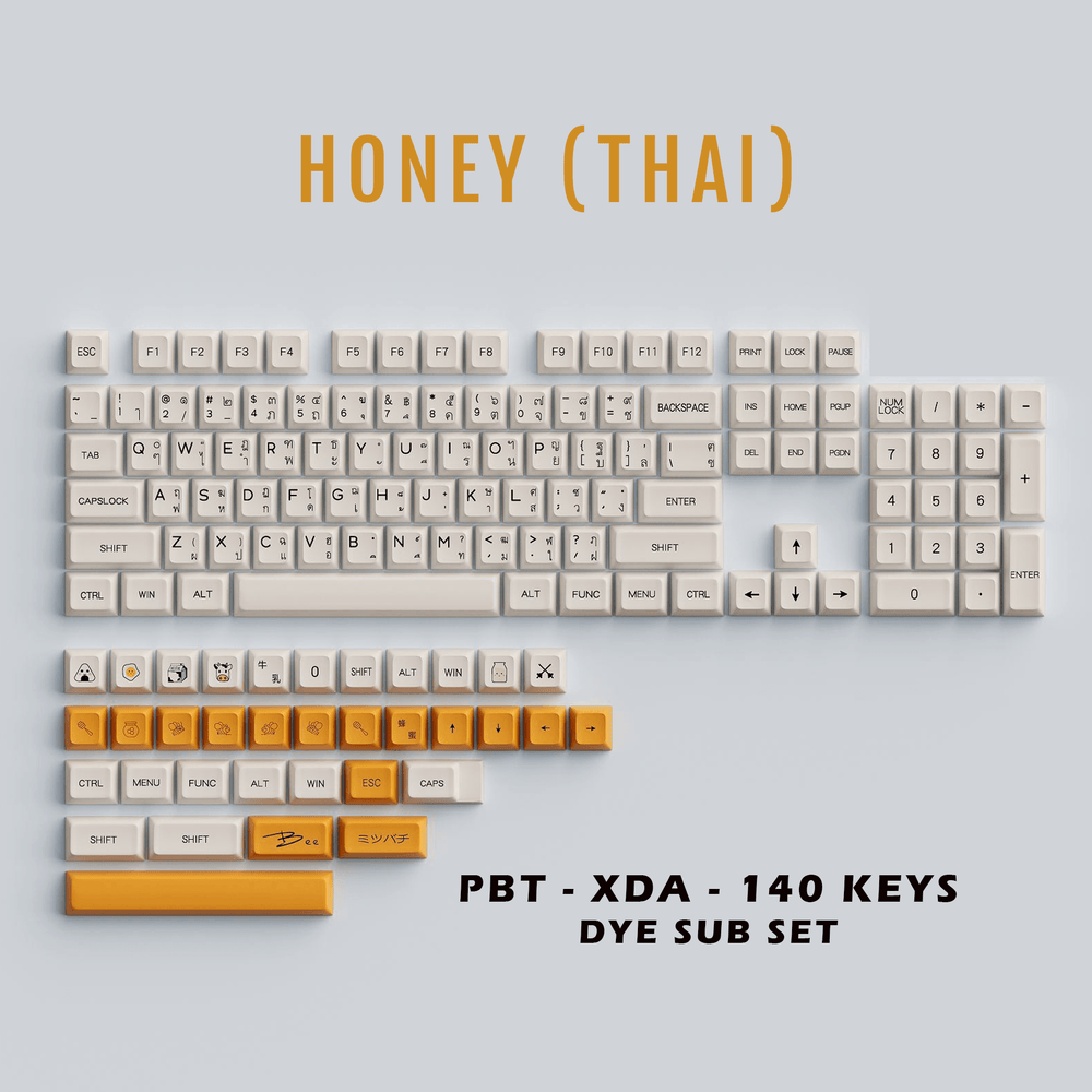 Honey - XDA - 140 Keycaps - kromekeycaps