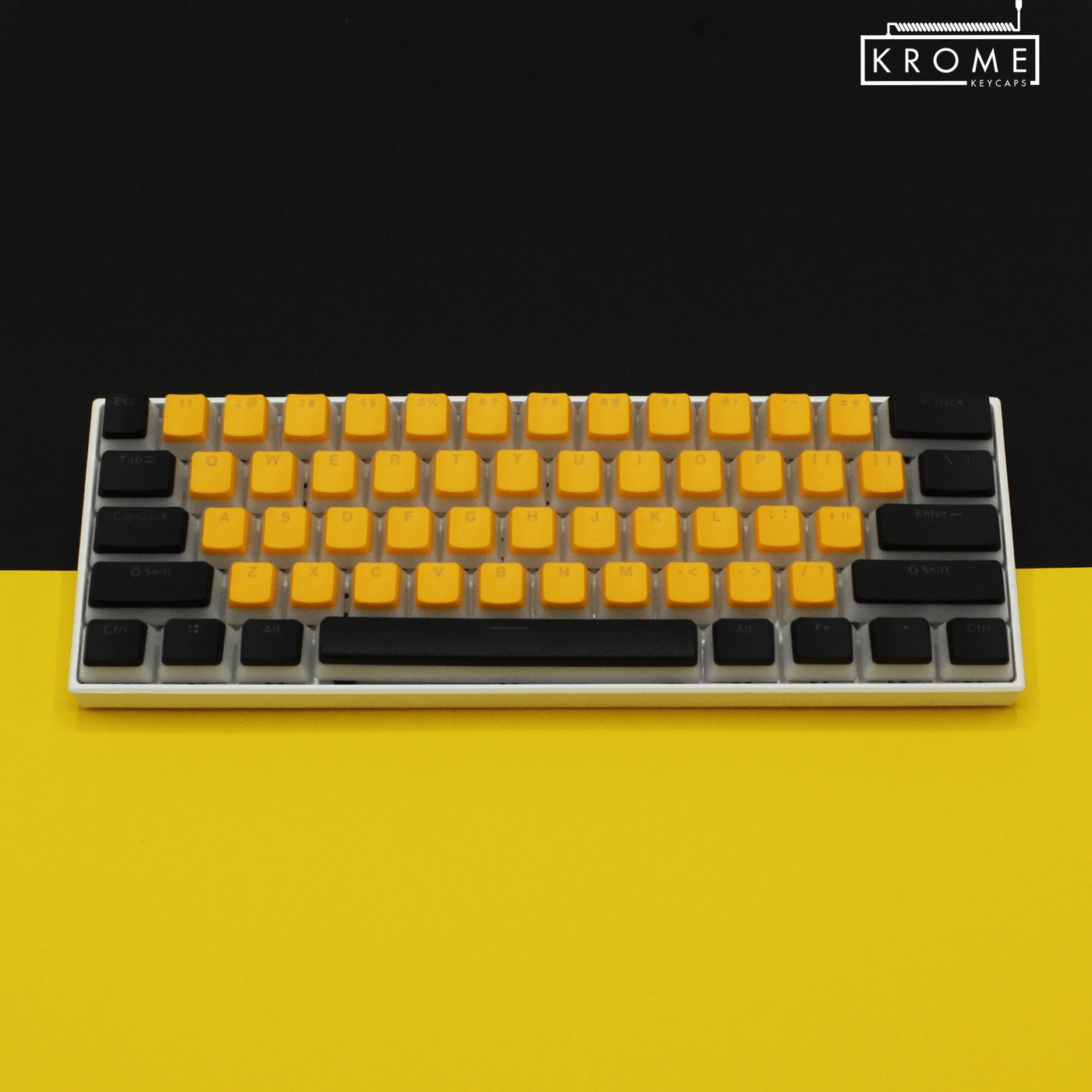ISO/ANSI Pudding Black & Yellow PBT Keycaps kromekeycaps