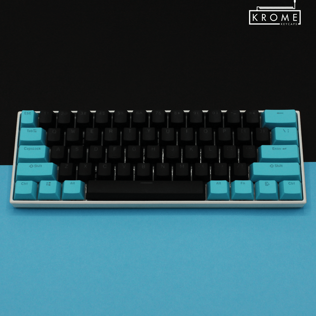 ISO/ANSI - Standard Black & Blue PBT Keycaps - kromekeycaps