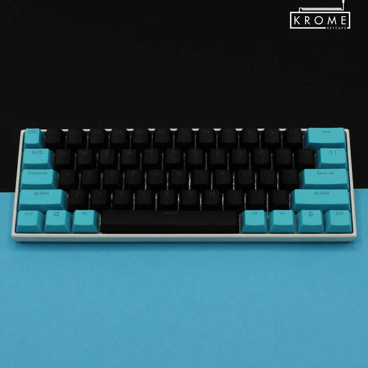 ISO/ANSI - Standard Black & Blue PBT Keycaps - kromekeycaps