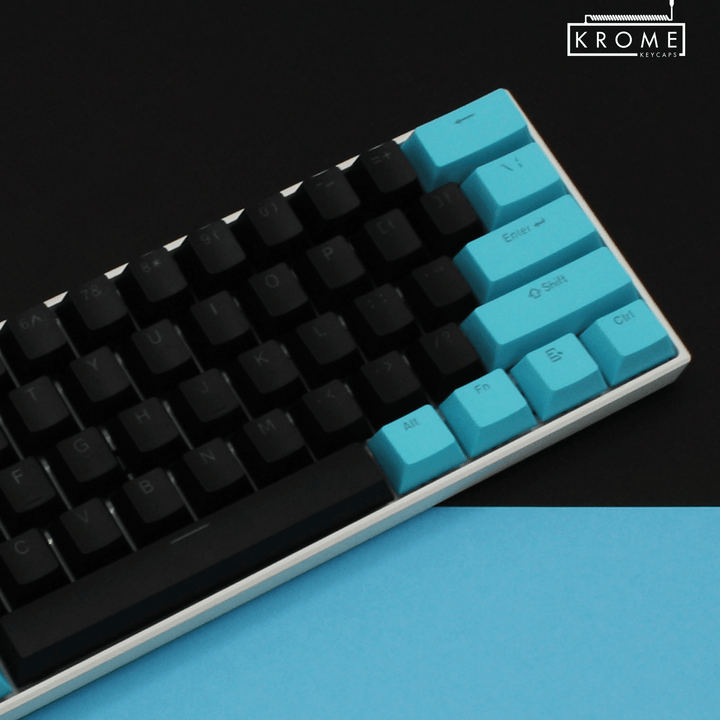 ISO/ANSI - Standard Black & Blue PBT Keycaps - kromekeycaps