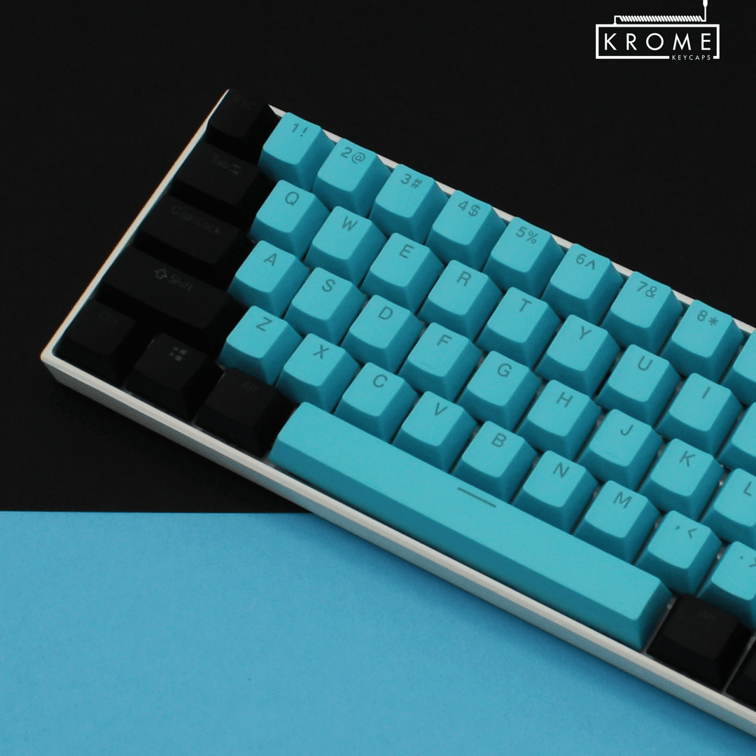 ISO/ANSI - Standard Black & Blue PBT Keycaps - kromekeycaps