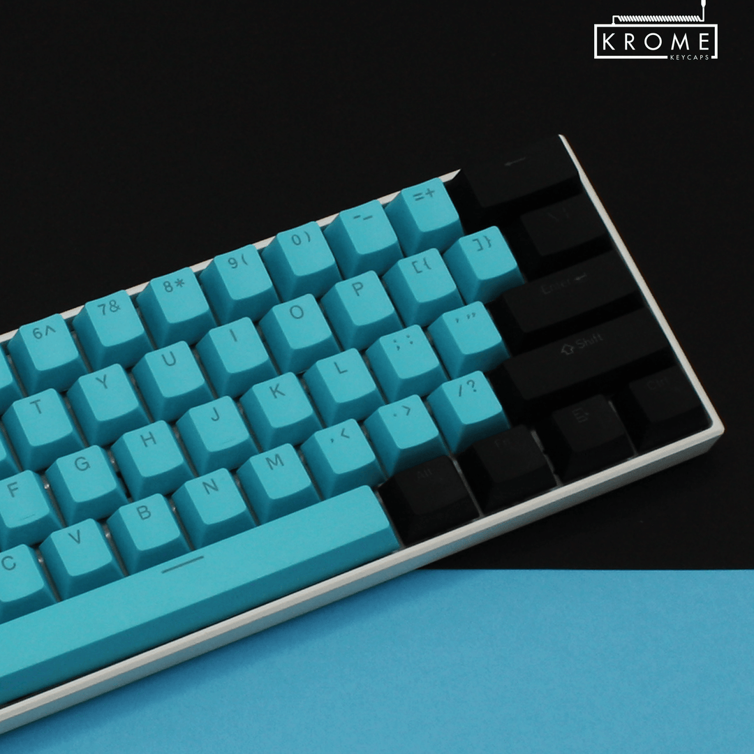 ISO/ANSI - Standard Black & Blue PBT Keycaps - kromekeycaps