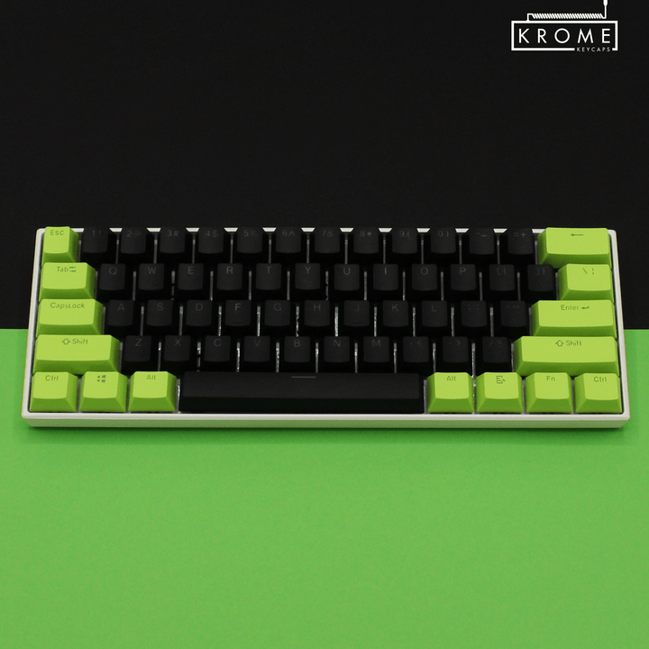 ISO/ANSI - Standard Black & Green PBT Keycaps - kromekeycaps