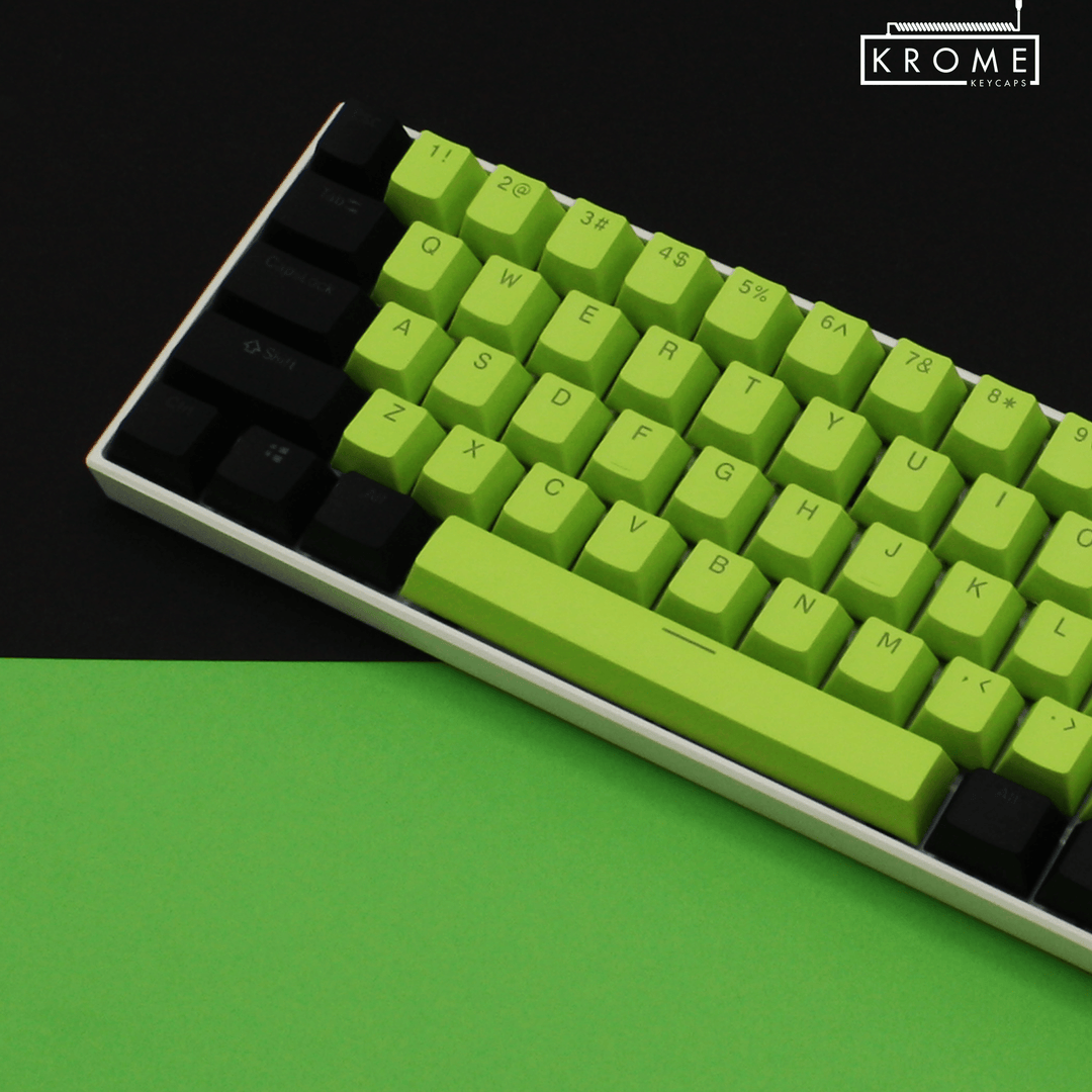 ISO/ANSI - Standard Black & Green PBT Keycaps - kromekeycaps