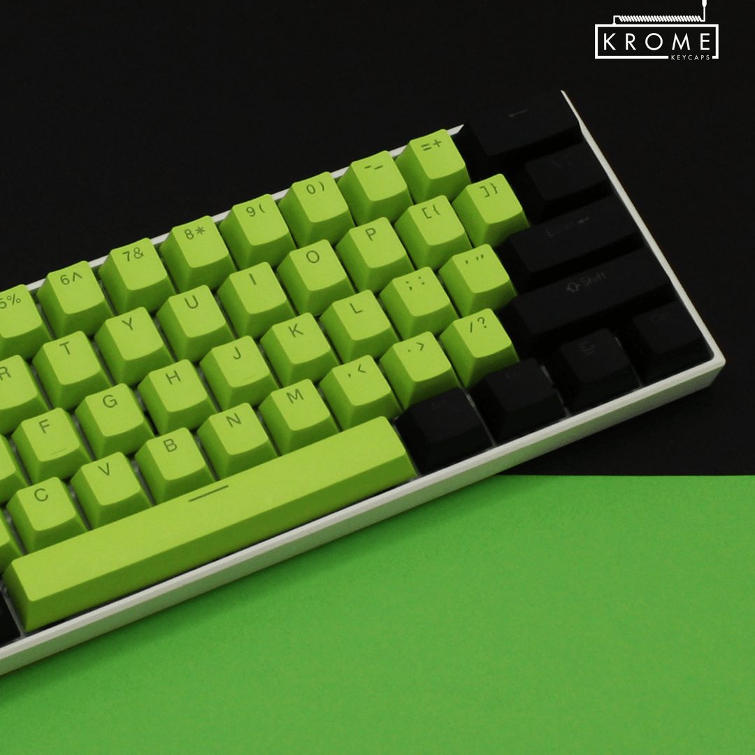 ISO/ANSI - Standard Black & Green PBT Keycaps - kromekeycaps