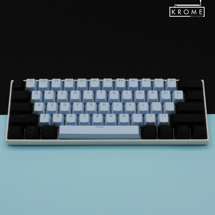 ISO/ANSI - Standard Black & Light Blue PBT Keycaps - kromekeycaps