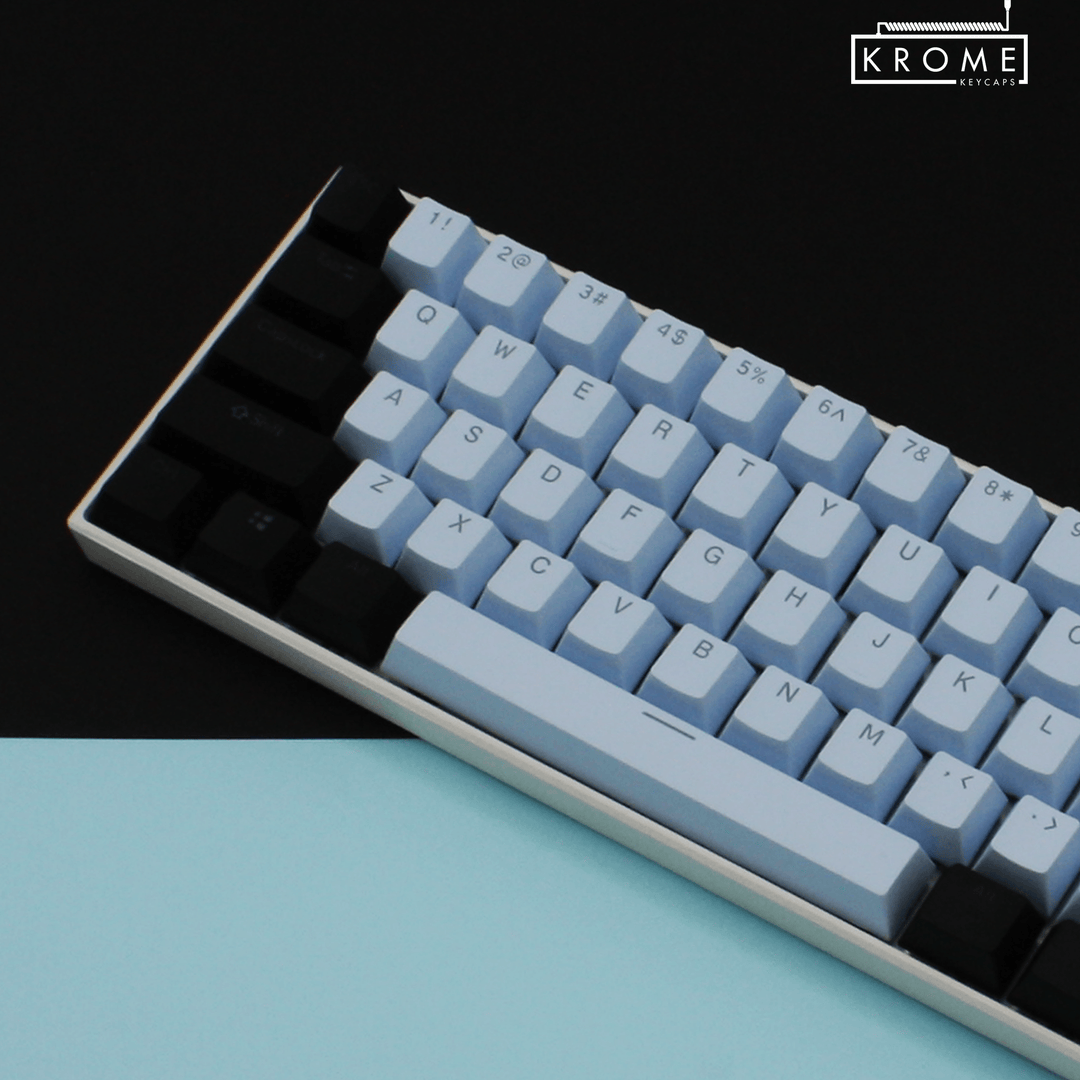 ISO/ANSI - Standard Black & Light Blue PBT Keycaps - kromekeycaps