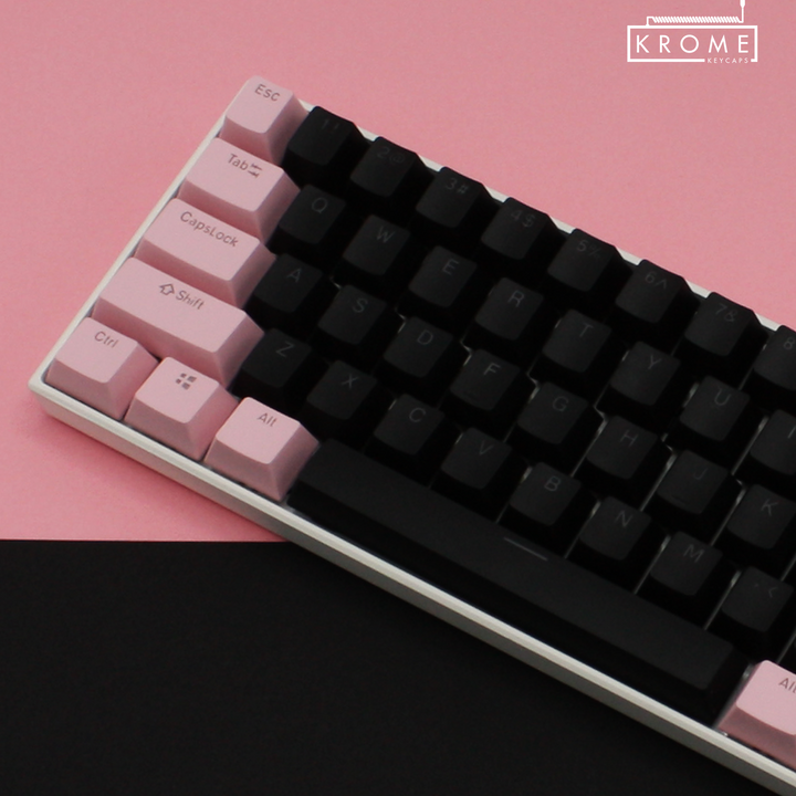 ISO/ANSI - Standard Black & Light Pink PBT Keycaps Krome Keycaps LTD Multicolour