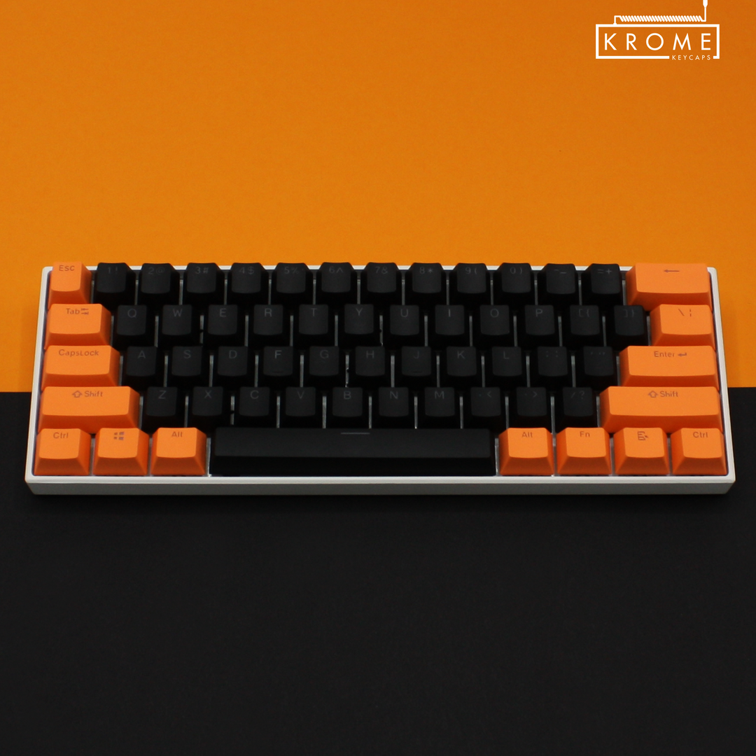 ISO/ANSI - Standard Black & Orange PBT Keycaps - kromekeycaps