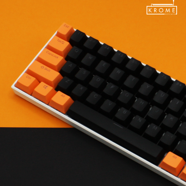 ISO/ANSI - Standard Black & Orange PBT Keycaps - kromekeycaps