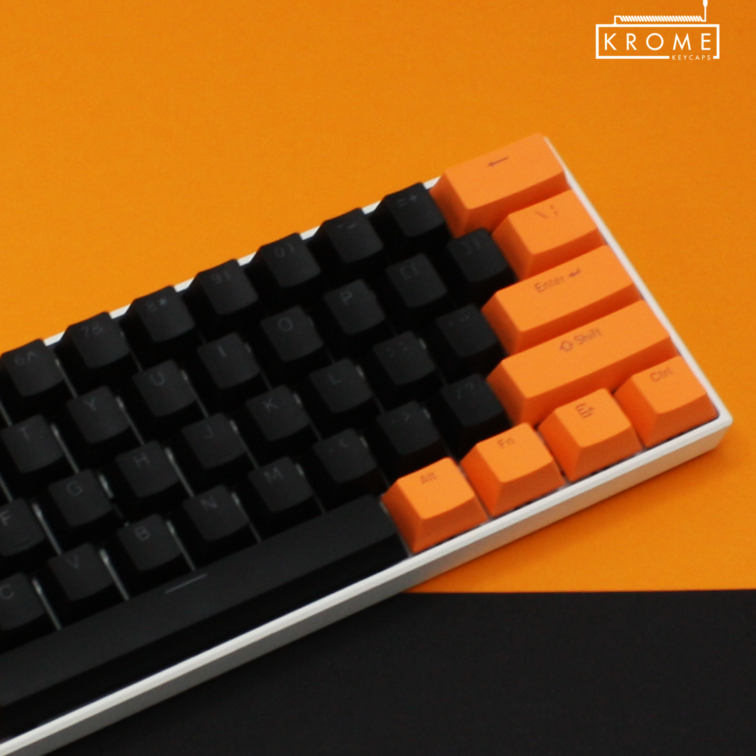 ISO/ANSI - Standard Black & Orange PBT Keycaps - kromekeycaps