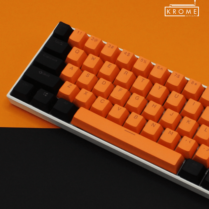 ISO/ANSI - Standard Black & Orange PBT Keycaps - kromekeycaps