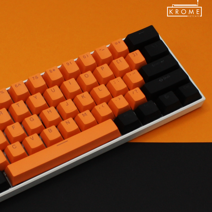 ISO/ANSI - Standard Black & Orange PBT Keycaps - kromekeycaps