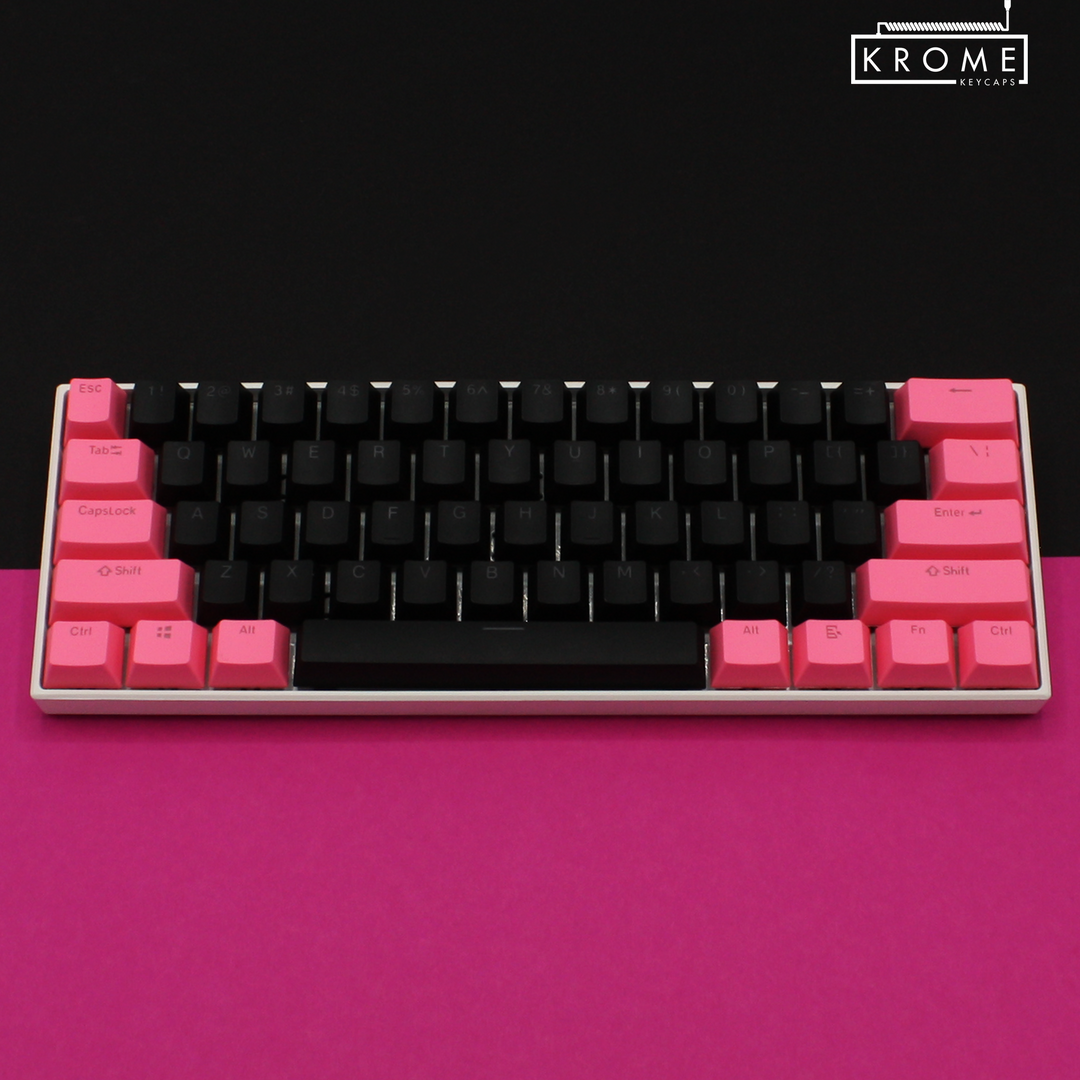 ISO/ANSI - Standard Black & Pink PBT Keycaps – Krome Keycaps LTD